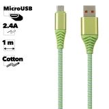 USB кабель "LP" Micro USB "Носки" зеленый