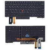Клавиатура для ноутбука Lenovo ThinkPad E480 T480s черная с черной рамкой с трекпойнтом и подсветкой