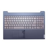 Клавиатура (топ-панель) для ноутбука Lenovo S340-15IWL серая с синим топкейсом