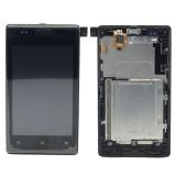 Дисплей (экран) в сборе с тачскрином для Sony Xperia E, Xperia E Dual черный с рамкой AAA