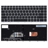 Клавиатура для ноутбука HP Probook 430 G5 440 G5 445 G5 черная с серебристой рамкой и трекпоинтом
