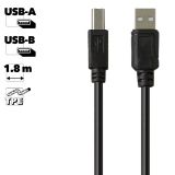 USB Дата-кабель USB-A - USB-B для принтеров, сканеров 1,8 метра (черный)