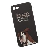 Силиконовый чехол "LP" для iPhone 8/7 "PUG!" Дог Антон (черный)