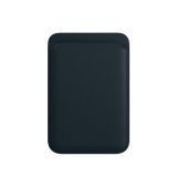 Чехол-бумажник для Apple iPhone Leather Wallet MagSafe кожаный (темно-синий)