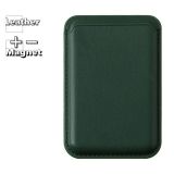 Чехол-бумажник магнитный MagSafe кожаный для iPhone (темно-зеленый)