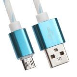 USB кабель LP Micro USB витая пара с металлическими разъемами 1 м. белый с голубым, европакет
