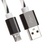 USB кабель LP Micro USB витая пара с металлическими разъемами 1 м. белый с черным, европакет