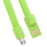 USB кабель LP Micro USB плоский браслет зеленый, европакет