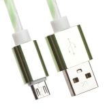 USB кабель LP Micro USB витая пара с металлическими разъемами 1 м. белый с зеленым, европакет