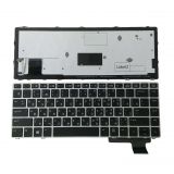 Клавиатура для ноутбука HP EliteBook Folio 9470M, 9480M черная с серебристой рамкой, с подсветкой