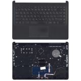 Клавиатура (топ-панель) для ноутбука HP 14-DF черная с черным топкейсом (с разбора)
