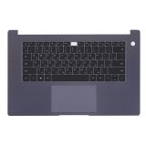 Клавиатура (топ-панель) для ноутбука Honor MagicBook 15 черная с серо-синим топкейсом