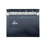 Клавиатура (топ-панель) для ноутбука Asus G532LWS черная с черным топкейсом и RGB подсветкой (дефект пластиковой панели)