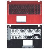 Клавиатура (топ-панель) для ноутбука Asus X540SC черная с красным топкейсом ODD