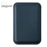 Чехол-бумажник магнитный MagSafe кожаный для iPhone (темно-синий)