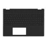 Клавиатура (топ-панель) для ноутбука HP 15-DQ черная с черным топкейсом, с подсветкой
