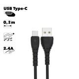 USB кабель Earldom EC-132C Type-C, 2.4A, 0.2м, PVC (черный)