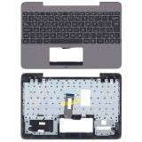Клавиатура (топ-панель) для ноутбука Asus T100HA черная с темно-серым топкейсом
