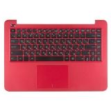 Клавиатура (топ-панель) для ноутбука Asus E402MA-1R черная с красным топкейсом, с тачпадом