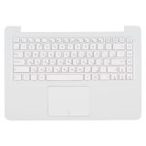 Клавиатура (топ-панель) для ноутбука Asus E402MA-2A белая с белым топкейсом, с тачпадом