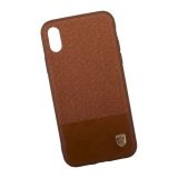 Защитная крышка "Meephone" A Good Design для iPhone X  кожа с тканью (коричневая)