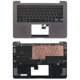 Клавиатура (топ-панель) для ноутбука Asus UX430U темно-серый с коричневым топкейсом