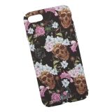 Защитная крышка для iPhone 8/7 "KUtiS" Skull BK-1 Черепа и цветы (черная с белым)