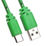 USB кабель LP USB Type-C в оплетке зеленый, европакет