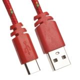 USB кабель LP USB Type-C в оплетке красный, европакет