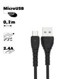 USB кабель Earldom EC-132M MicroUSB, 2.4A, 0.2м, PVC (черный)
