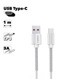 USB кабель Earldom EC-137C Type-C, 3A, 1м, TPU (белый)