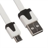 USB кабель LP Micro USB плоский узкий белый, европакет