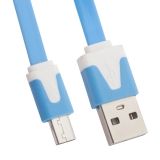 USB кабель LP Micro USB плоский узкий синий, европакет