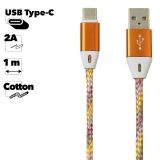 USB кабель "LP" Type-C оплетка и металлические разъемы 1м оранжевый