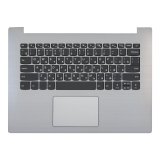 Клавиатура (топ-панель) для ноутбука Lenovo IdeaPad 330-14 черная с серебристым топкейсом, с подсветкой