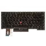 Клавиатура для ноутбука Lenovo ThinkPad T14s, T490s, T495s черная без рамки с трекпойнтом и подсветкой