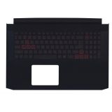 Клавиатура (топ-панель) для ноутбука Acer Aspire Nitro 5 AN517-52 черная с черным топкейсом, с подсветкой и красными буквами
