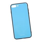 Защитная крышка "LP" для iPhone 7 Plus/8 Plus "Glass Case" (голубое стекло/коробка)