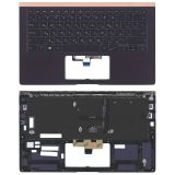 Клавиатура (топ-панель) для ноутбука Asus ZenBook 14 UX433FA UX433FN UX433FL черная с темно-синим топкейсом