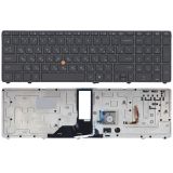 Клавиатура для ноутбука HP Elitebook 8760w темно-серая с рамкой с трекпойнтом и подсветкой