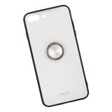 Защитная крышка "LP" для iPhone 7 Plus/8 Plus "Glass Case" с кольцом (белое стекло/коробка)