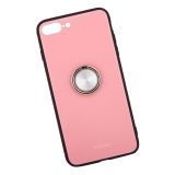 Защитная крышка "LP" для iPhone 7 Plus/8 Plus "Glass Case" с кольцом (розовое стекло/коробка)