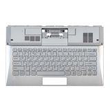 Клавиатура (топ-панель) для ноутбука Sony VAIO SVD13 серебристая с серебристым топкейсом и подсветкой