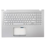 Клавиатура (топ-панель) для ноутбука Asus X515JA-1S серая с серебрянным топкейсом