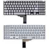 Клавиатура для ноутбука Asus VivoBook F509U, F509UA, F509UB серебристая с подсветкой