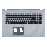 Клавиатура (топ-панель) для ноутбука Acer Aspire A517-52 черная с серебристым топкейсом