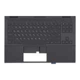 Клавиатура (топ-панель) для ноутбука HP Omen 15-EK 15-EN черная с черным топкейсом, с RGB подсветкой