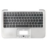 Клавиатура (топ-панель) для ноутбука HP ENVY X2 черная с серебристым топкейсом