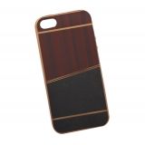 Силиконовая крышка LP для Apple iPhone 5, 5s, SE коричневая и темно-серая кожа, золотая рамка, европакет