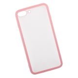 Защитная крышка "LP" для iPhone 7 Plus/8 Plus "Glass Case" с розовой рамкой (прозр. стекло/коробка)
